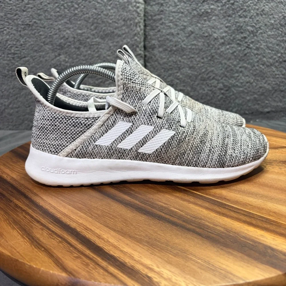 Adidas Cloudfoam Pure Womens Grey White Knit Running Shoes DB0695 Size 8 - Picture 1 of 12